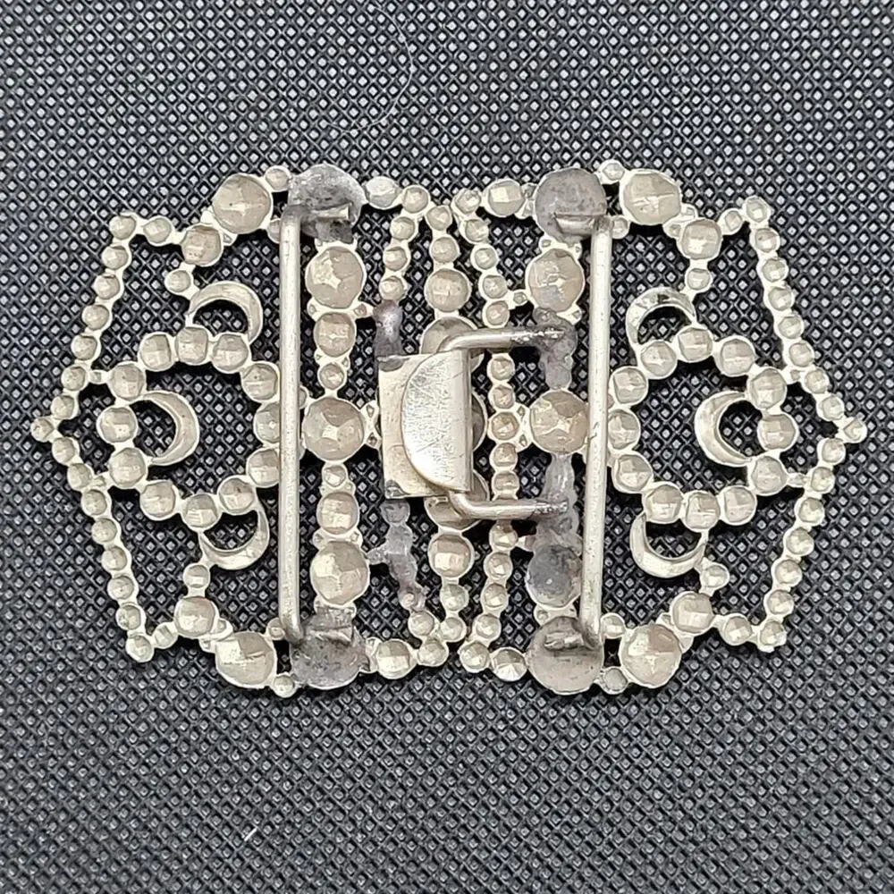 Victorian Steel Cut Crown Buckle Metal Two-Piece Hook Eye Antique Vintage‎ Style